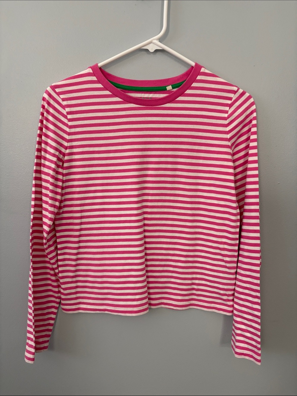 Boden Pink and White Striped Long-Sleeve Tee